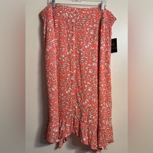 IN Studio Floral Coral Skirt, Size 3X